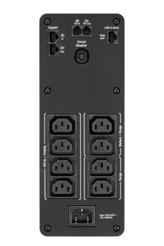 APC Back-UPS Pro, 1600VA/960W, Tower, 230V, 8x IEC C13 outlets, Sine Wave, AVR, USB Type A + C ports, LCD, User Replaceable Battery