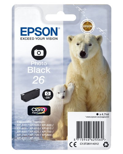 Epson C13T26114012/26 Ink cartridge foto black, 200 pages 200 Photos 4,7ml for Epson XP 600