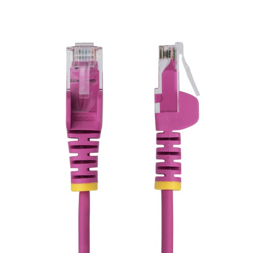 StarTech.com 2m Pink Slim CAT6 Ethernet Cable, Snagless, 100W PoE, UTP, LSZH, 28AWG Pure Bare Copper Wire, Slim RJ45 Network Patch Cord w/Strain Reliefs, Individually Tested