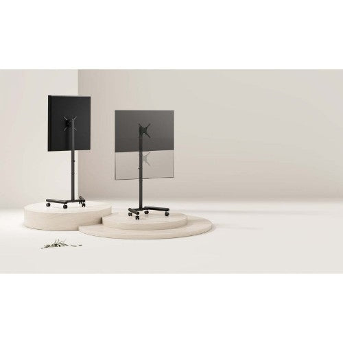Manhattan Trolley Mount Stand for TV & Monitors, For screens: 13" to 42", VESA compatibility: all between 75X75 to 200x200mm - check the dimensions of the four mounting holes on back of screen to ensure it fits, Max 20kg, Height-adjustable to six levels,