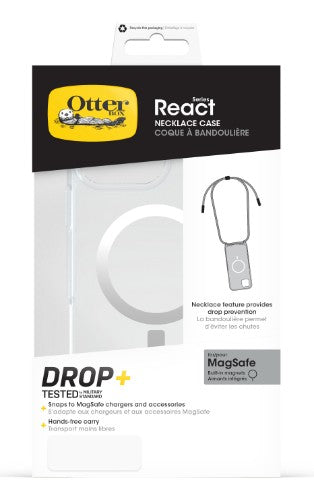 OtterBox React Series Necklace Magsafe for iPhone 16 Pro Max with Strap, Clear