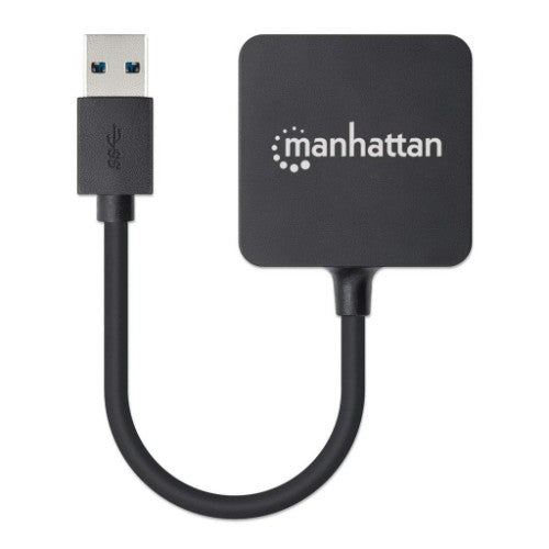 Manhattan USB-A 4-Port Hub, 4x USB-A Ports, 5 Gbps (USB 3.2 Gen1 aka USB 3.0), USB powered (no external power supply required). Fast charging: 1 port up to 0.9 A; charging on 4 ports requires external power supply (not included), Equivalent to ST4300MINU3