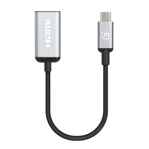 Manhattan USB-C to HDMI Cable, 4K@60Hz, 5 Gbps (USB 3.2 Gen1 aka USB 3.0), 15cm, Black, Male to Female, Three Year Warranty