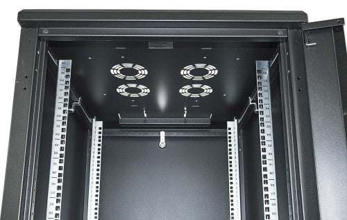 Intellinet 19" Network Cabinet - Free Standing, 42U, 800x800mm (width x depth), Black, Flatpack, Max 1500kg, Multi-Point Door Lock, One Lock Per Side Panel, Usable Depth 123 to 573mm, IP20 rated, Rack, Steel