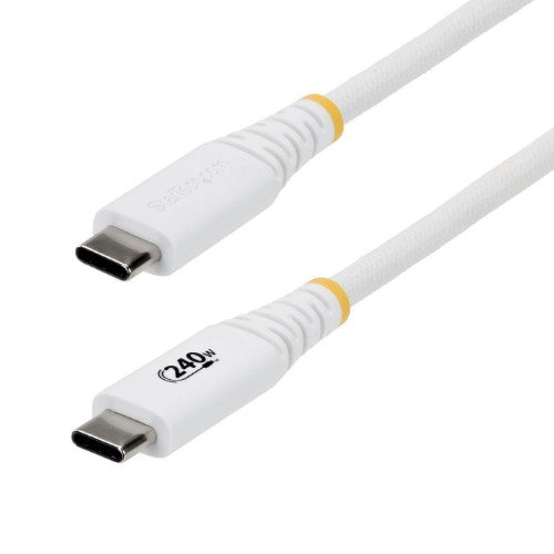 StarTech.com 3m (10ft) USB-C Charging Cable, Durable and Ultra-Flexible, 240W (5A) PD EPR, USB 2.0 Laptop Charger Cable, USB-IF Certified, Rugged USB-C Charging Cord - White