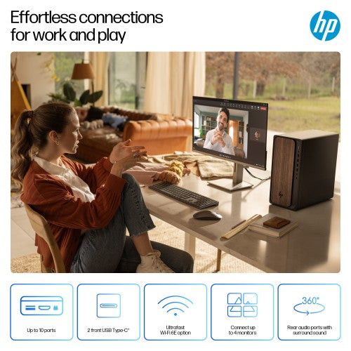 HP OmniDesk AI M03-0003na PC Intel Core Ultra 7 265 16 GB DDR5-SDRAM 1 TB SSD Windows 11 Home Tower AI PC Wood