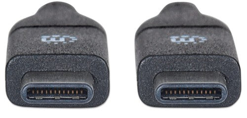 Manhattan USB-C to USB-C Cable, 1m, Male to Male, Black, 10 Gbps (USB 3.2 Gen2 aka USB 3.1), 3A (fast charging), SuperSpeed+ USB, Lifetime Warranty, Equivalent to USB31CC1M