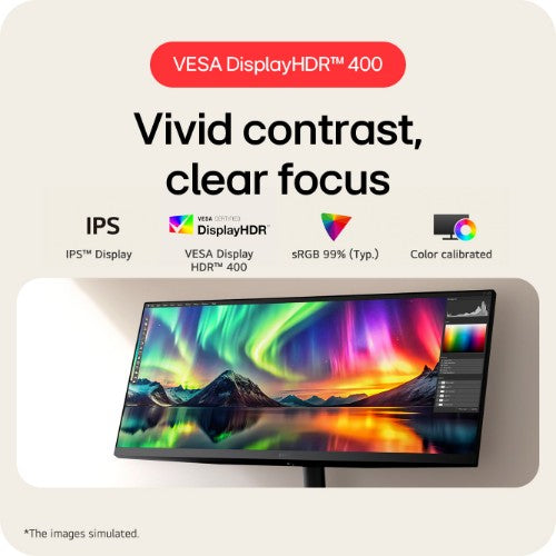 LG UltraWide U5 Monitor (34U511A) - 34-inch 21:9 UltraWide™ WFHD (2560x1080) IPS Display, sRGB 99%, HDR400, 100Hz Refresh Rate, Eye-Care Features, Clutter-free Design, Height Adjustable