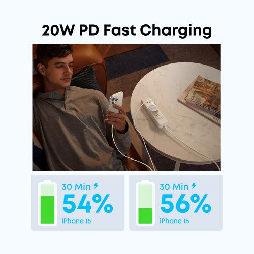 Anker USB-C Charger, 20W Fast Charging, White