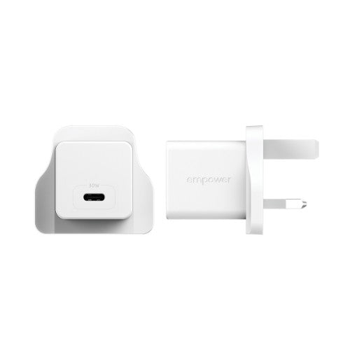 PanzerGlass empower™ by ® Turbo 30W Charger Single USB-C | UK Plug | Silver White