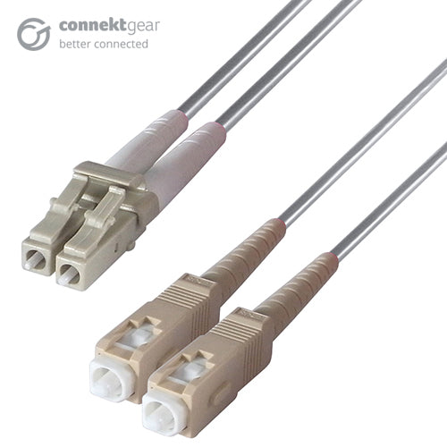 connektgear 20m Duplex Fibre Optic Multi-Mode Cable OM1 62.5/125 Micron LC to SC Grey 3-5 working days non cancellable non returnable