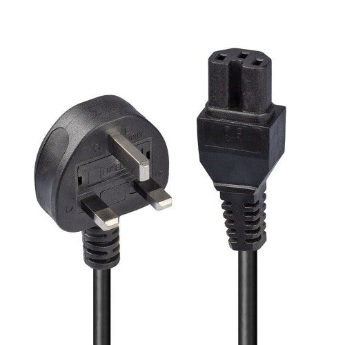 Lindy 2m Mains UK 3 Pin Plug to Hot Conditioned IEC C15 Power Cable Kettle Lead