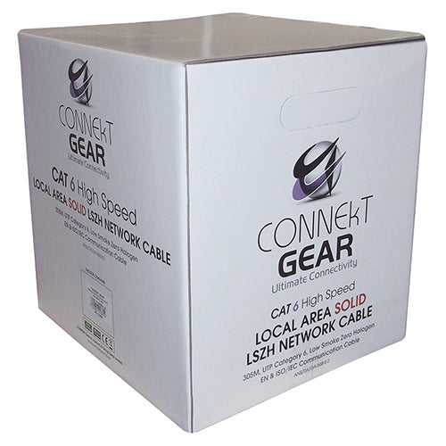 connektgear 305m Solid CAT6 UTP LS0H Network Cable Drum 23-AWG - Grey
