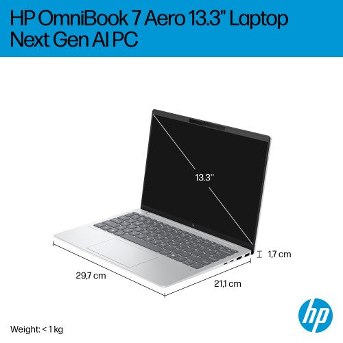 HP OmniBook 7 Aero 13-bg1003na Copilot+ PC AMD Ryzen™ AI 5 340 Laptop 33.8 cm (13.3") 2K 16 GB LPDDR5x-SDRAM 1 TB SSD Wi-Fi 6 (802.11ax) Windows 11 Home Silver