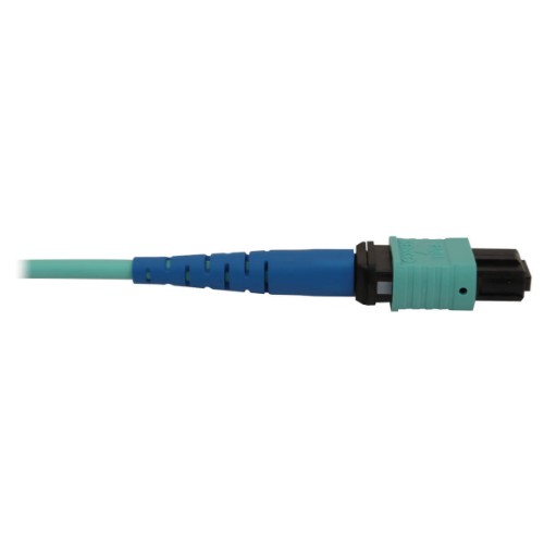 Tripp Lite N846B-15M-24-P 40/100/400G Multimode 50/125 OM3 Fiber Optic Cable (24F MTP/MPO-PC F/F), LSZH, Aqua, 15 m (49.2 ft.)