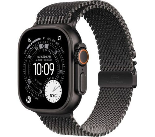 Apple Watch Ultra 3 GPS + Cellular 49mm Black Titanium Case with Black Titanium Milanese Loop - Large