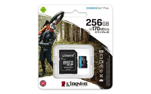 Kingston Technology Canvas Go! Plus 256GB microSDXC Canvas Go Plus 170R A2 U3 V30 Card + ADP