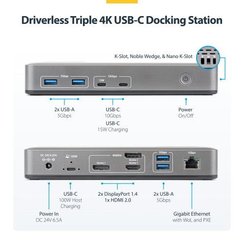 StarTech.com 199UE-USBC-DOCK laptop dock/port replicator Wired USB 3.2 Gen 2 (3.1 Gen 2) Type-C Grey