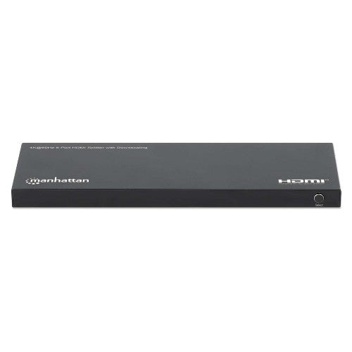 Manhattan 4K@60Hz 8-Port HDMI Splitter with Downscaling, Splits One HDMI Input to Eight HDMI Outputs (1x8), 18G, EDID Switch for Downscaling, Black