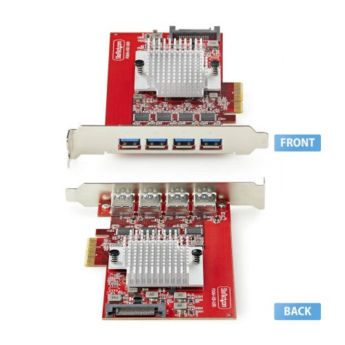 StarTech.com 4-Port USB-A PCIe Card, USB 3.2 10Gbps, PCI Express 3.0 Expansion Card, 4x Independent USB Controllers, Windows/Linux/macOS, TAA-Compliant