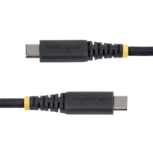 StarTech.com 2m (6ft) USB-C Charging Cable, 60W (3A) PD, Dual-Layer Braided Nylon/TPE Jacket, Rugged USB C Charging Cord, USB 2.0 Laptop Charger Cable