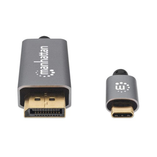 Manhattan USB-C to DisplayPort 1.4 Cable, 8K@60Hz, 2m, Male to Male, Not Bi-Directional, Black, Three Year Warranty, Equivalent to CDP2DP146B (except 20cm longer)