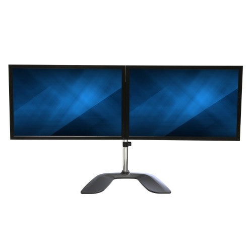 StarTech.com Dual Monitor Stand - Ergonomic Desktop Monitor Stand for up to 32" VESA Displays - Free-Standing Articulating Universal Computer Monitor Mount - Adjustable Height - Silver