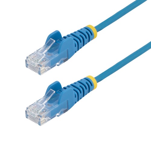 StarTech.com 15m Blue Slim CAT6 Ethernet Cable, Snagless, 100W PoE, UTP, LSZH, 28AWG Pure Bare Copper Wire, Slim RJ45 Network Patch Cord w/Strain Reliefs, Fluke Tested