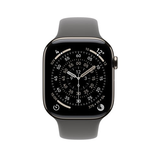 Apple Watch Series 11 GPS + Cellular 42mm Natural Titanium Case with Stone Grey Sport Band - S/M