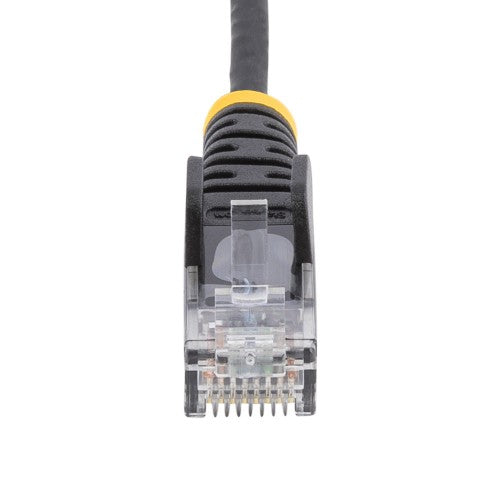 StarTech.com 15m Black Slim CAT6 Ethernet Cable, Snagless, 100W PoE, UTP, LSZH, 28AWG Pure Bare Copper Wire, Slim RJ45 Network Patch Cord w/Strain Reliefs, Individually Tested