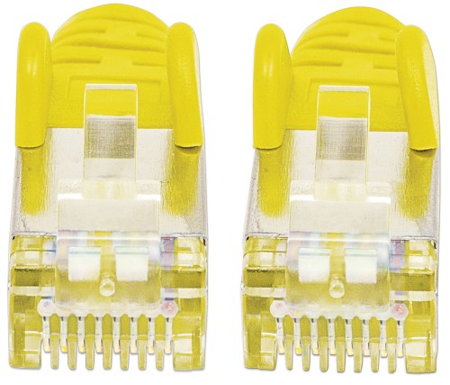 Intellinet Network Patch Cable, Cat6A, 1m, Yellow, Copper, S/FTP, LSOH / LSZH, PVC, RJ45, Gold Plated Contacts, Snagless, Booted, Lifetime Warranty