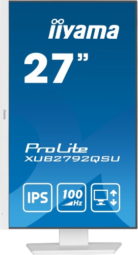 iiyama ProLite 27” QHD IPS technology panel with USB hub and 100Hz refresh rate and 150mm height adjustable stand