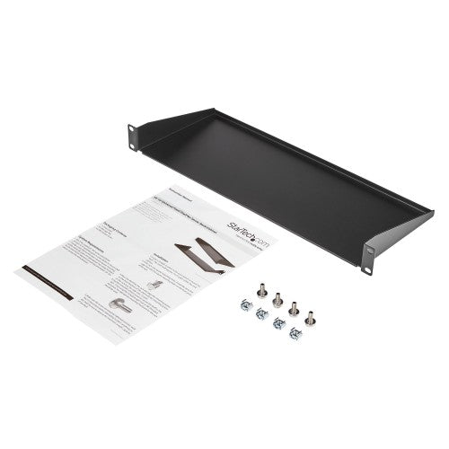 StarTech.com 1U Server Rack Shelf, Universal Rack Mount Cantilever Tray for 19" Network Equipment Rack/Cabinet, Heavy Duty Steel, Weight Capacity 33lb/15kg, 7in (18cm) Deep