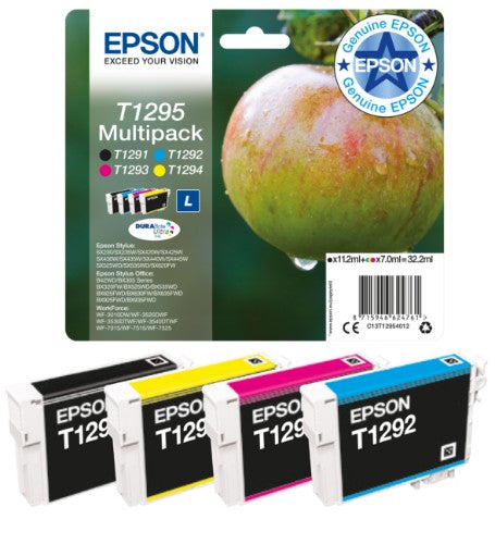Epson C13T12954012/T1295 Ink cartridge multi pack Bk,C,M,Y 11,2 ml + 3x7 ml Pack=4 for Epson Stylus BX 320/SX 235 W/SX 420/SX 525/WF 3500