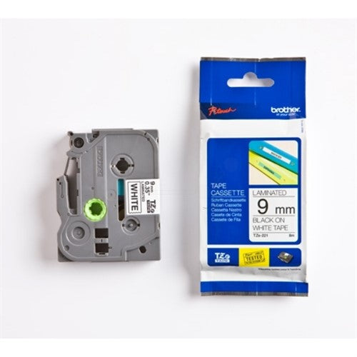 Brother TZE-221 DirectLabel black on white Laminat 9mm x 8m for Brother P-Touch TZ 3.5-18mm/6-12mm/6-18mm/6-24mm/6-36mm