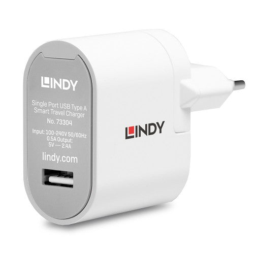 Lindy Single Port USB Type A Travel Charger, 12W