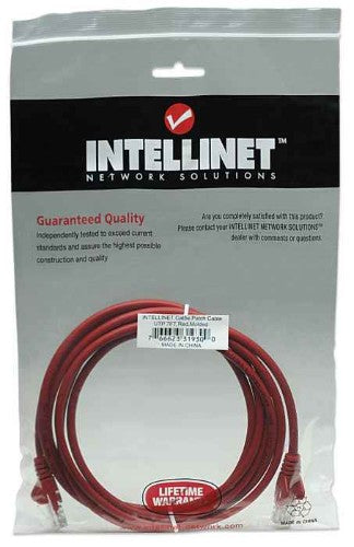 Intellinet Network Patch Cable, Cat5e, 2m, Red, CCA, U/UTP, PVC, RJ45, Gold Plated Contacts, Snagless, Booted, Lifetime Warranty