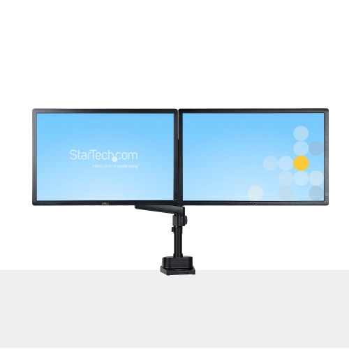 StarTech.com Desk Mount Dual Monitor Arm, Full Motion Monitor Mount for 2x VESA Displays up to 32" (17.6lb/8kg), Height Adjustable, Clamp/Grommet Mount, Mechanical Spring