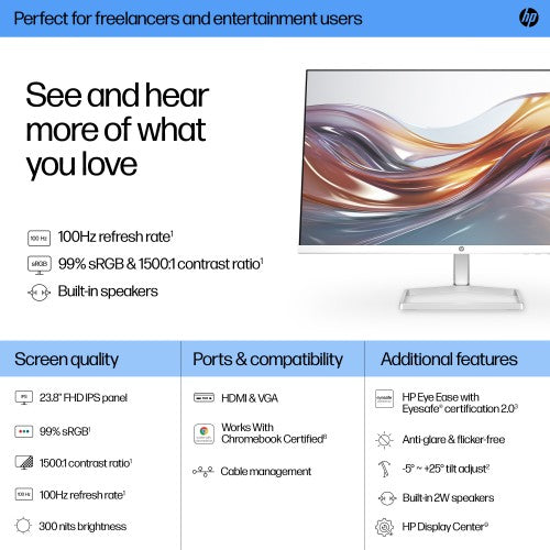 HP Series 5 23.8 inch FHD Monitor with Speakers - 524sa