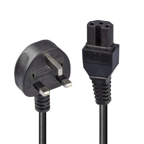 Lindy 2m Mains UK 3 Pin Plug to Hot Conditioned IEC C15 Power Cable Kettle Lead