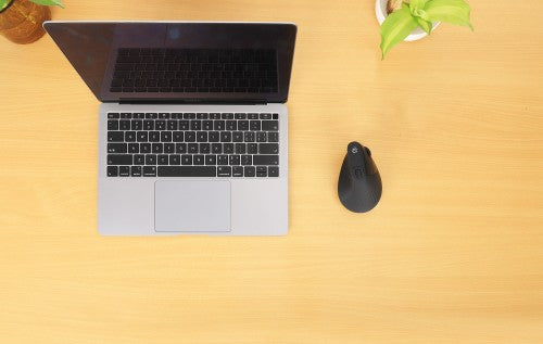 Manhattan Ergonomic Vertical Wireless Mouse (Right Handed), Black, Adjustable 800/1200/1600dpi, 2.4Ghz (effective range up to 10m), Six Button with Scroll Wheel, Nano USB-A receiver, AA battery (included), Three Year Warranty