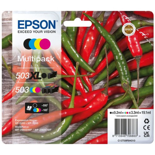 Epson C13T09R94010/503XL/503 Ink cartridge multi pack Bk,C,M,Y 550pg + 3x165pg Pack=4 for Epson XP-5200
