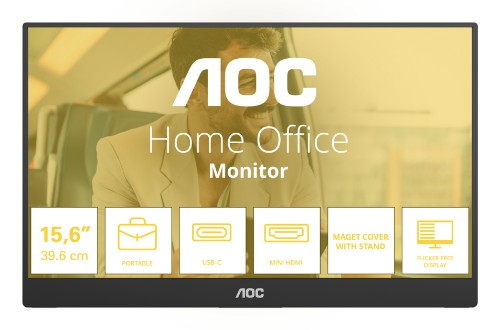 AOC 16T20E2 portable TV/monitor Portable monitor Black 39.6 cm (15.6") LED 1920 x 1080 pixels
