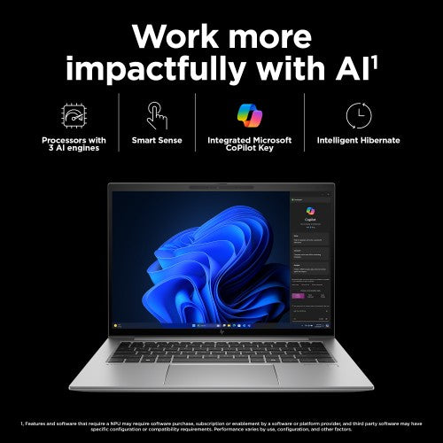 HP ZBook Firefly G11 Wolf Pro Security Edition Intel Core Ultra 7 155H Mobile workstation 40.6 cm (16") WUXGA 16 GB DDR5-SDRAM 1 TB SSD NVIDIA RTX A500 Wi-Fi 6E (802.11ax) Windows 11 Pro AI Workstation, AI PC Grey