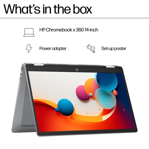 HP Chromebook x360 14b-cd0003na Intel® Core™ i3 i3-N305 35.6 cm (14") Touchscreen Full HD 8 GB LPDDR5-SDRAM 128 GB UFS Wi-Fi 6 (802.11ax) ChromeOS Silver