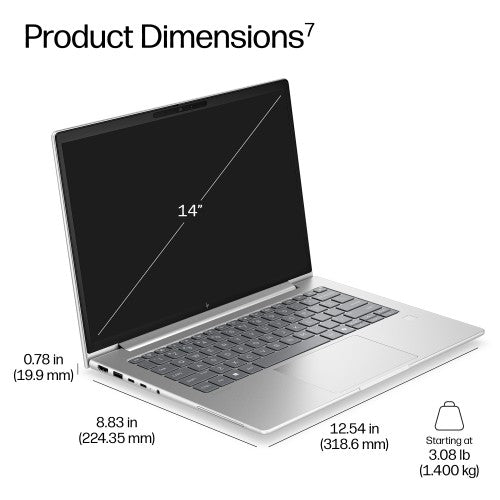 HP EliteBook 6 G2iR 14 inch Notebook Next Gen AI PC Copilot+ PC Intel Core Ultra 7 258V Laptop 35.6 cm (14") WUXGA 32 GB LPDDR5x-SDRAM 512 GB SSD Wi-Fi 7 (802.11be) Windows 11 Pro Silver