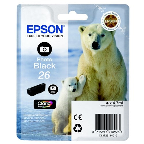 Epson C13T26114012/26 Ink cartridge foto black, 200 pages 200 Photos 4,7ml for Epson XP 600