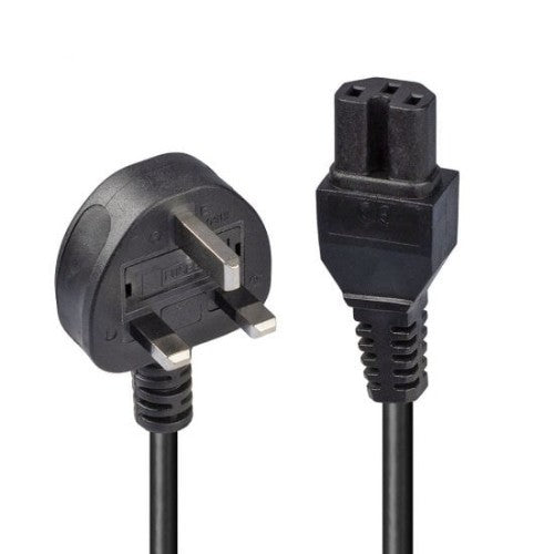 Lindy 2m Mains UK 3 Pin Plug to Hot Conditioned IEC C15 Power Cable Kettle Lead