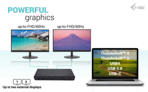 i-tec USB 3.0 / USB-C / Thunderbolt Dual Display Docking Station + Power Delivery 100W
