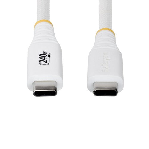 StarTech.com 3m (10ft) USB-C Charging Cable, Durable and Ultra-Flexible, 240W (5A) PD EPR, USB 2.0 Laptop Charger Cable, USB-IF Certified, Rugged USB-C Charging Cord - White